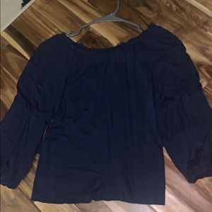 long sleeve navy blue blouse